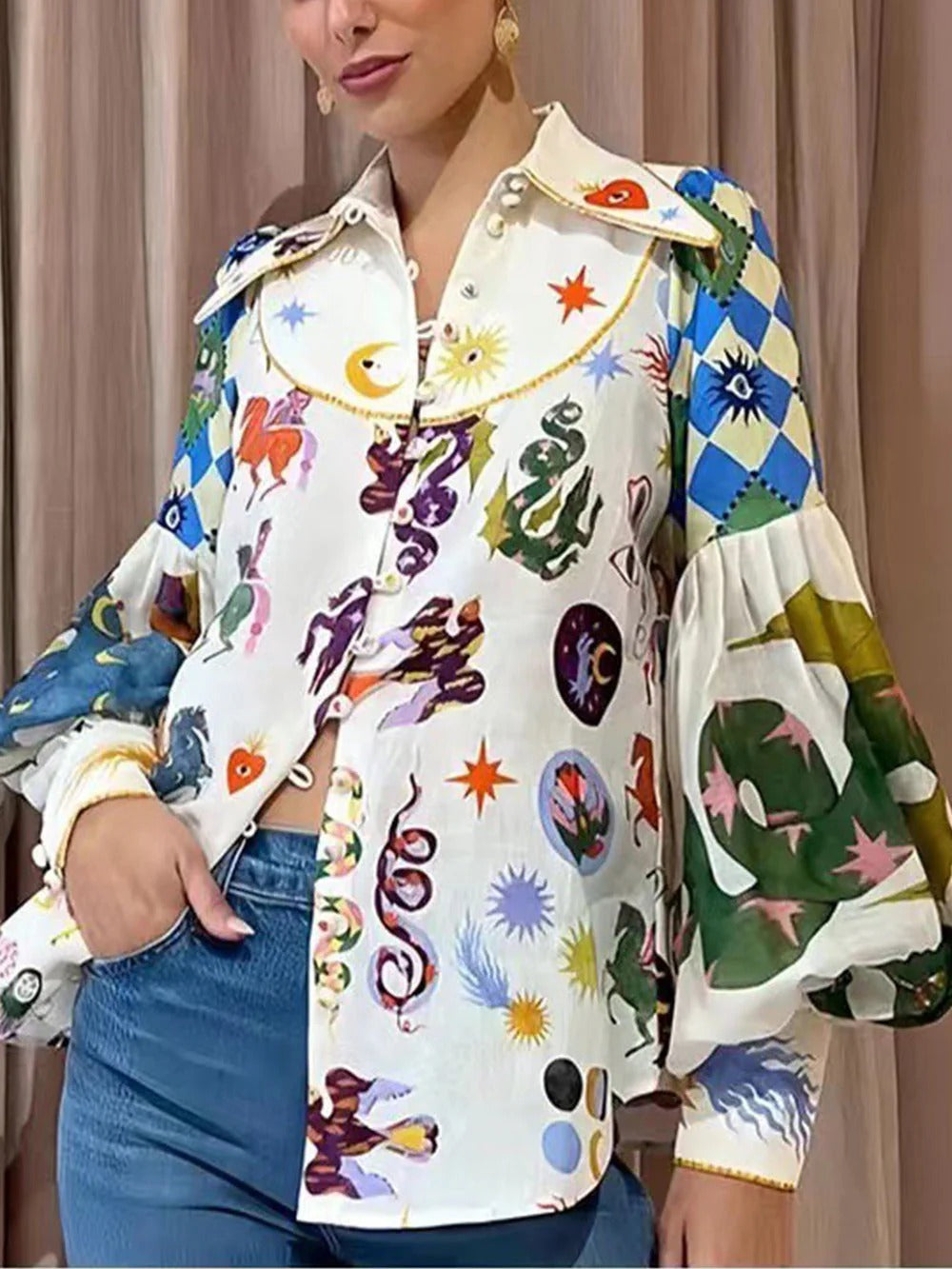 Art Print Statement Blouse
