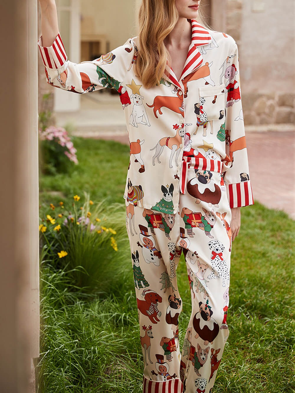 Cozy Holiday Puppy Long Pajama Set