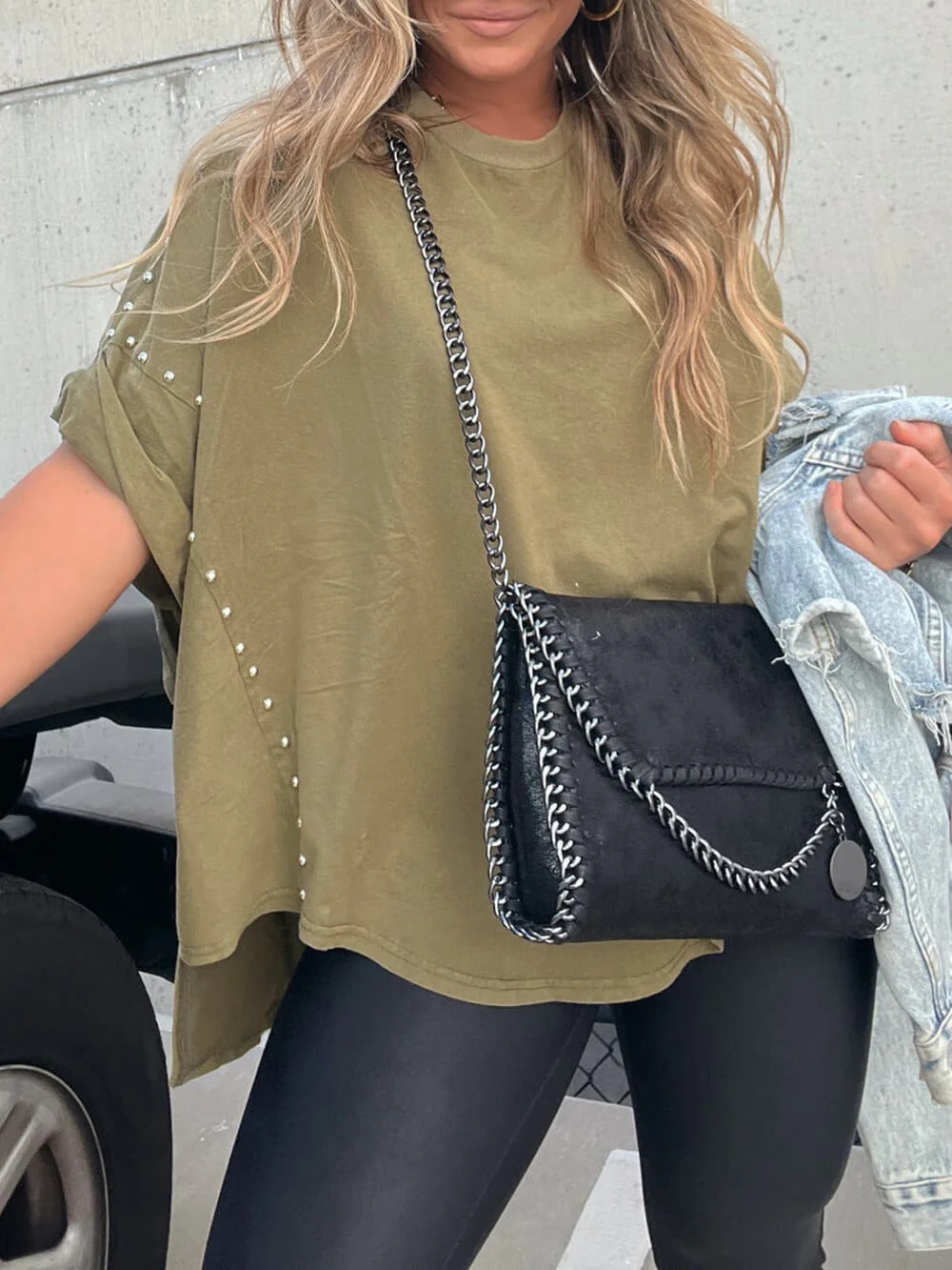 Studded Oversized Casual Tee