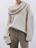 Off-Shoulder Ribbed Knit Sweater