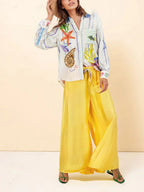 Women’s Coastal Art Wide-Leg Pants Set