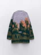 Soft Fuzzy Abstract Knit Cardigan