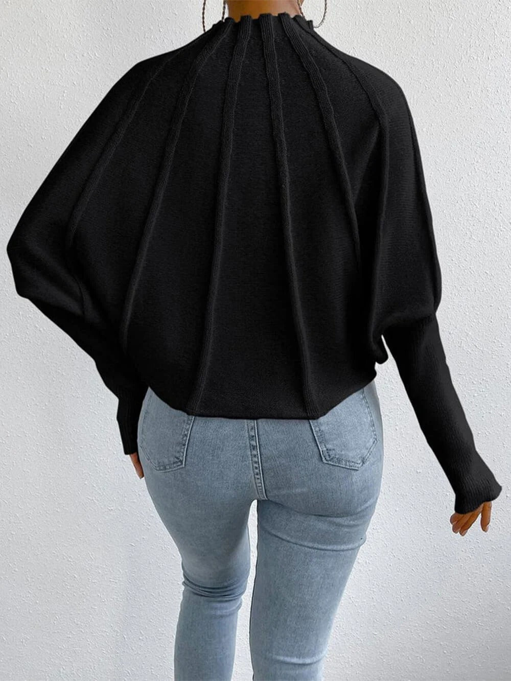 Ribbed High Neck Knit Sweater