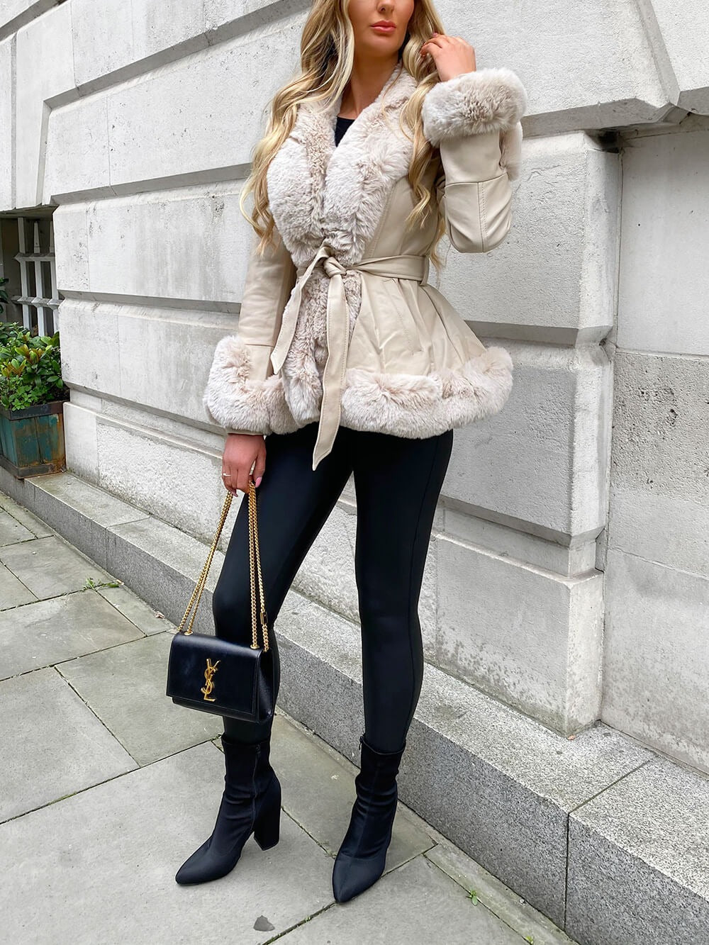 Luxury Faux Fur Leather Cardigan