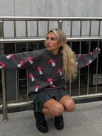 Mushroom Print Knit Sweater