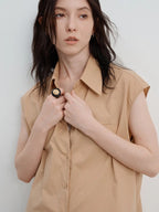 Sleeveless Relaxed Button-Up Blouse