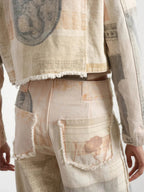 Women’s Artistic Patchwork Wide-Leg Jeans