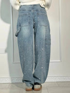 Sparkle Wide-Leg Cargo Jeans