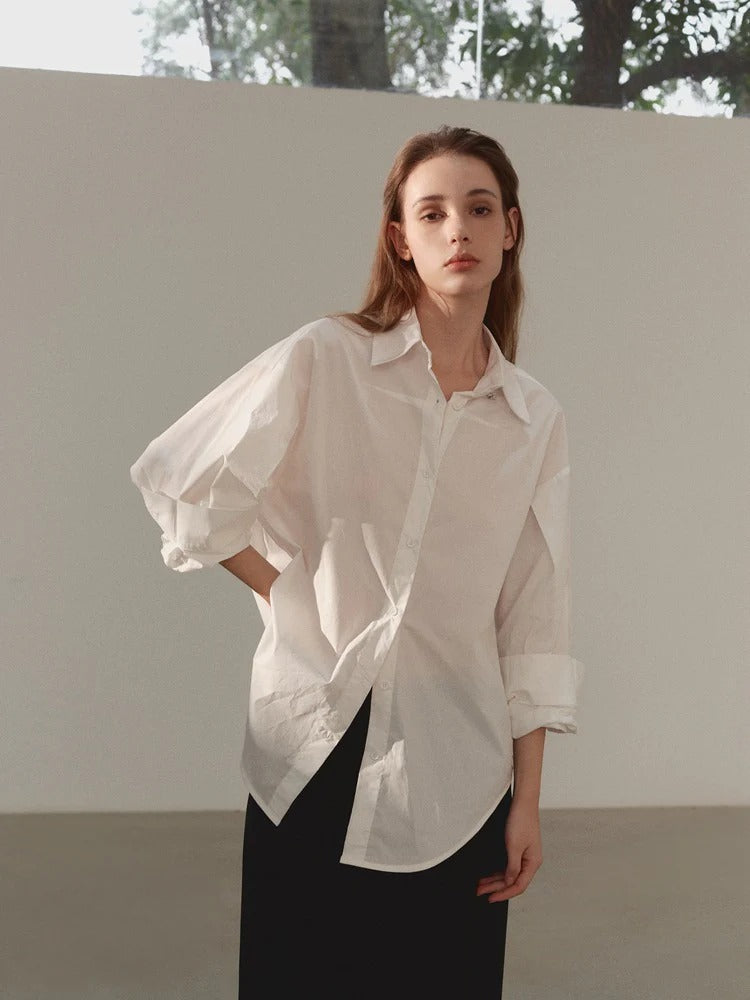 “Classic Oversized White Blouse