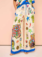 Women’s Playful Graphic Wide-Leg Pants Set