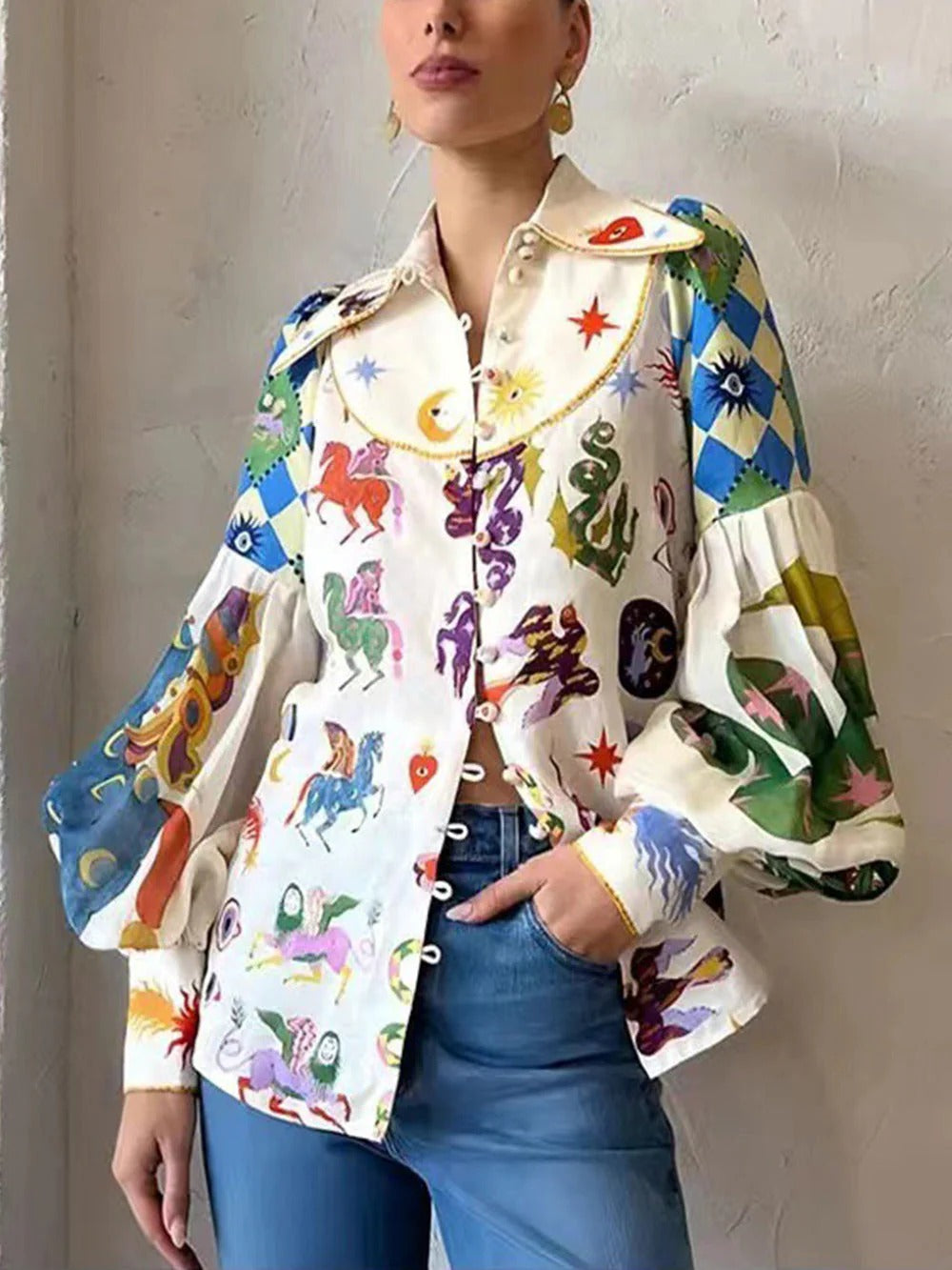 Art Print Statement Blouse