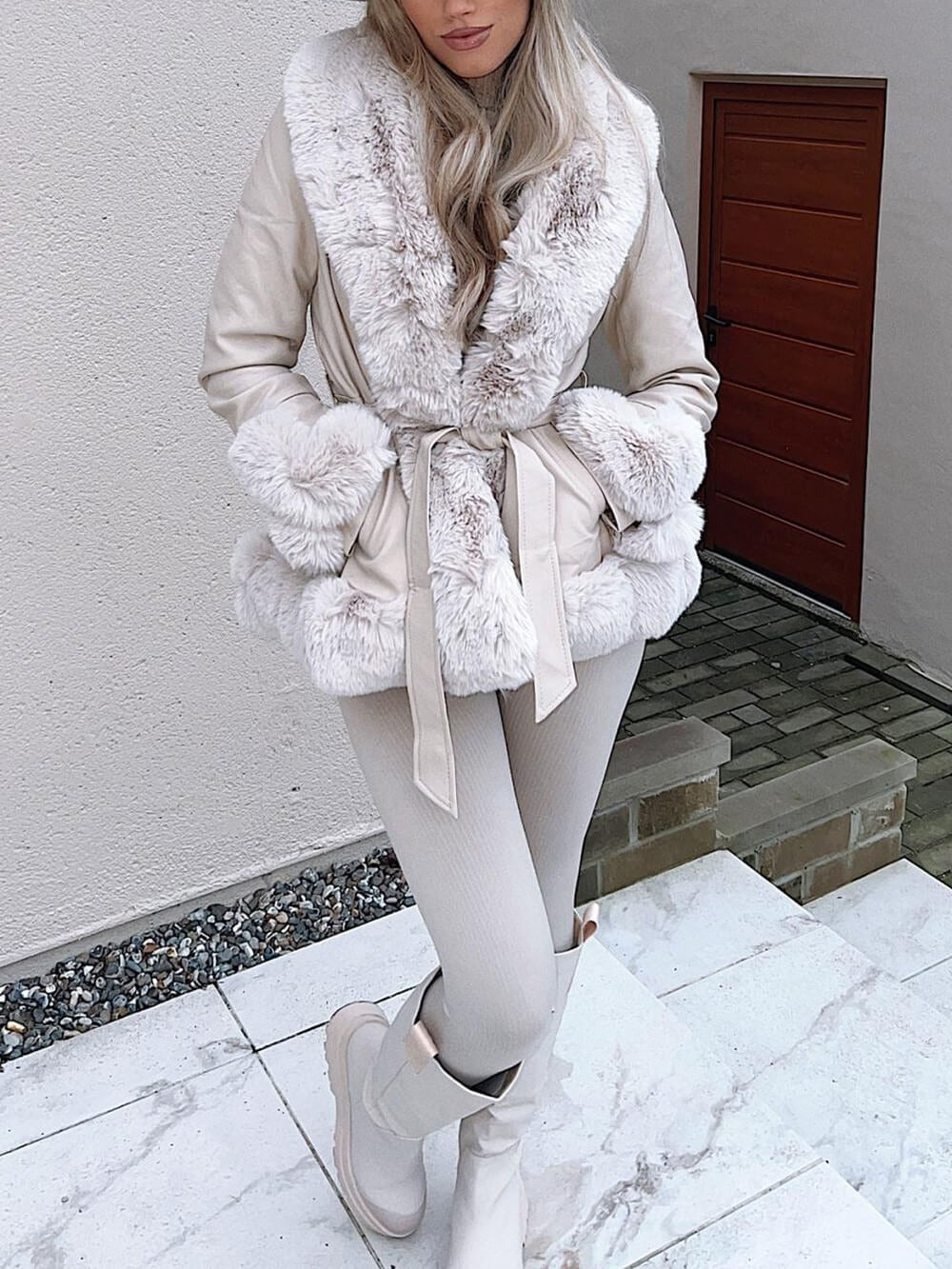 Luxury Faux Fur Leather Cardigan