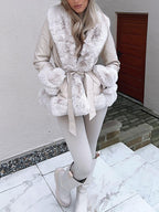Luxury Faux Fur Leather Cardigan