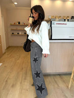 Women’s Star Detail Wide-Leg Jeans