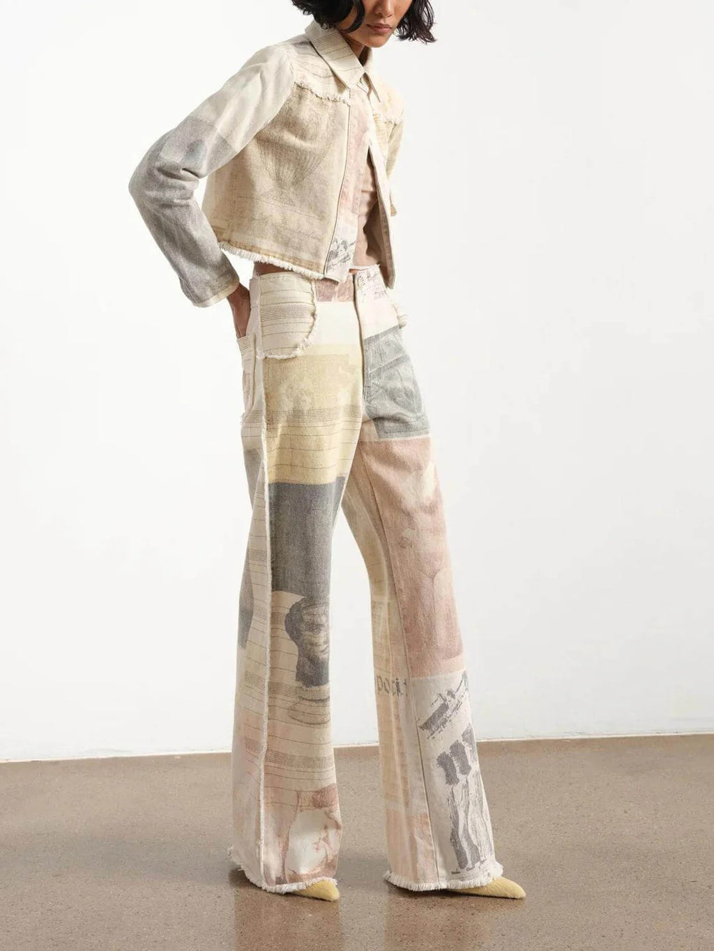 Women’s Artistic Patchwork Wide-Leg Jeans