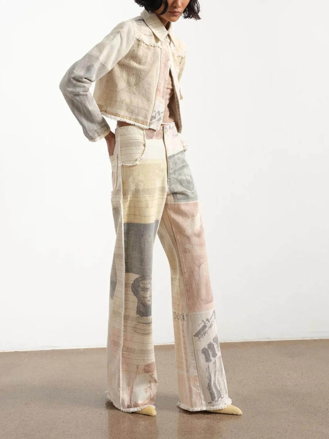 Women’s Artistic Patchwork Wide-Leg Jeans