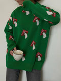 Mushroom Print Knit Sweater