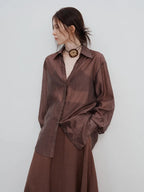 Minimal Satin Button-Up Blouse