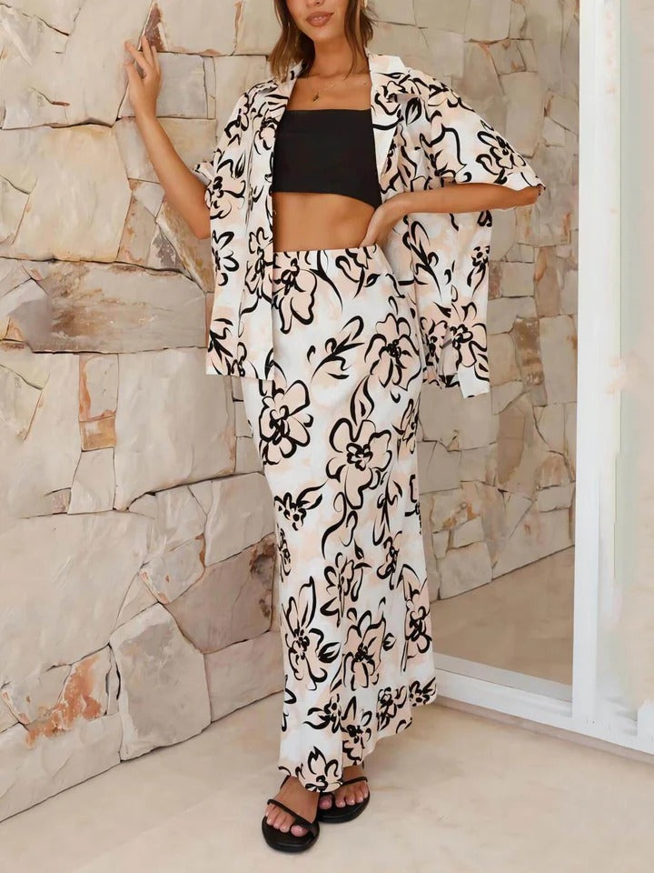 Floral Open Front Blouse