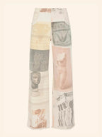 Women’s Artistic Patchwork Wide-Leg Jeans