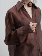 Minimal Satin Button-Up Blouse