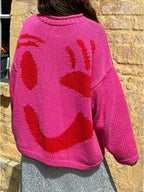 Smiley Face Oversized Knit Sweater