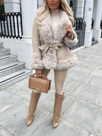 Luxury Faux Fur Leather Cardigan