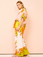 Women’s Luxe Floral Wide-Leg Pants Set