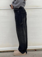 Sparkle Wide-Leg Cargo Jeans