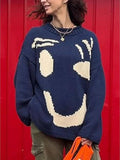 Smiley Face Oversized Knit Sweater