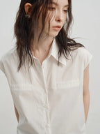 Sleeveless Relaxed Button-Up Blouse
