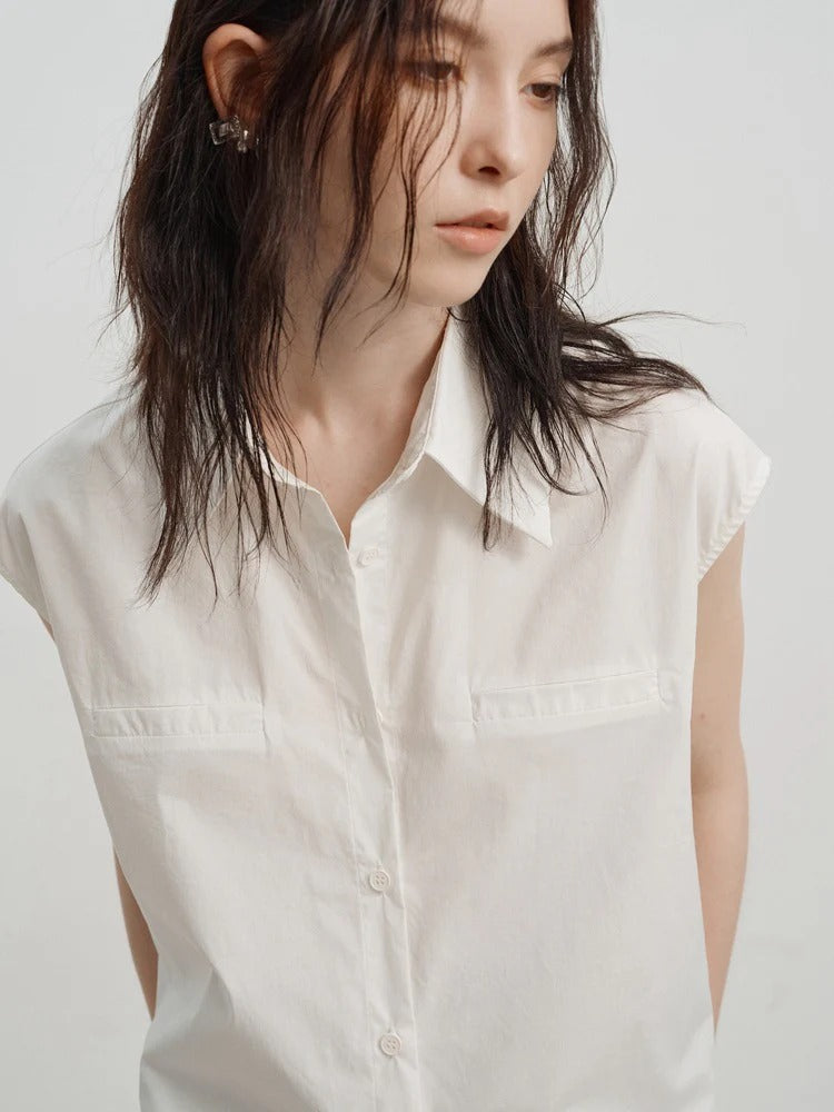 Sleeveless Relaxed Button-Up Blouse