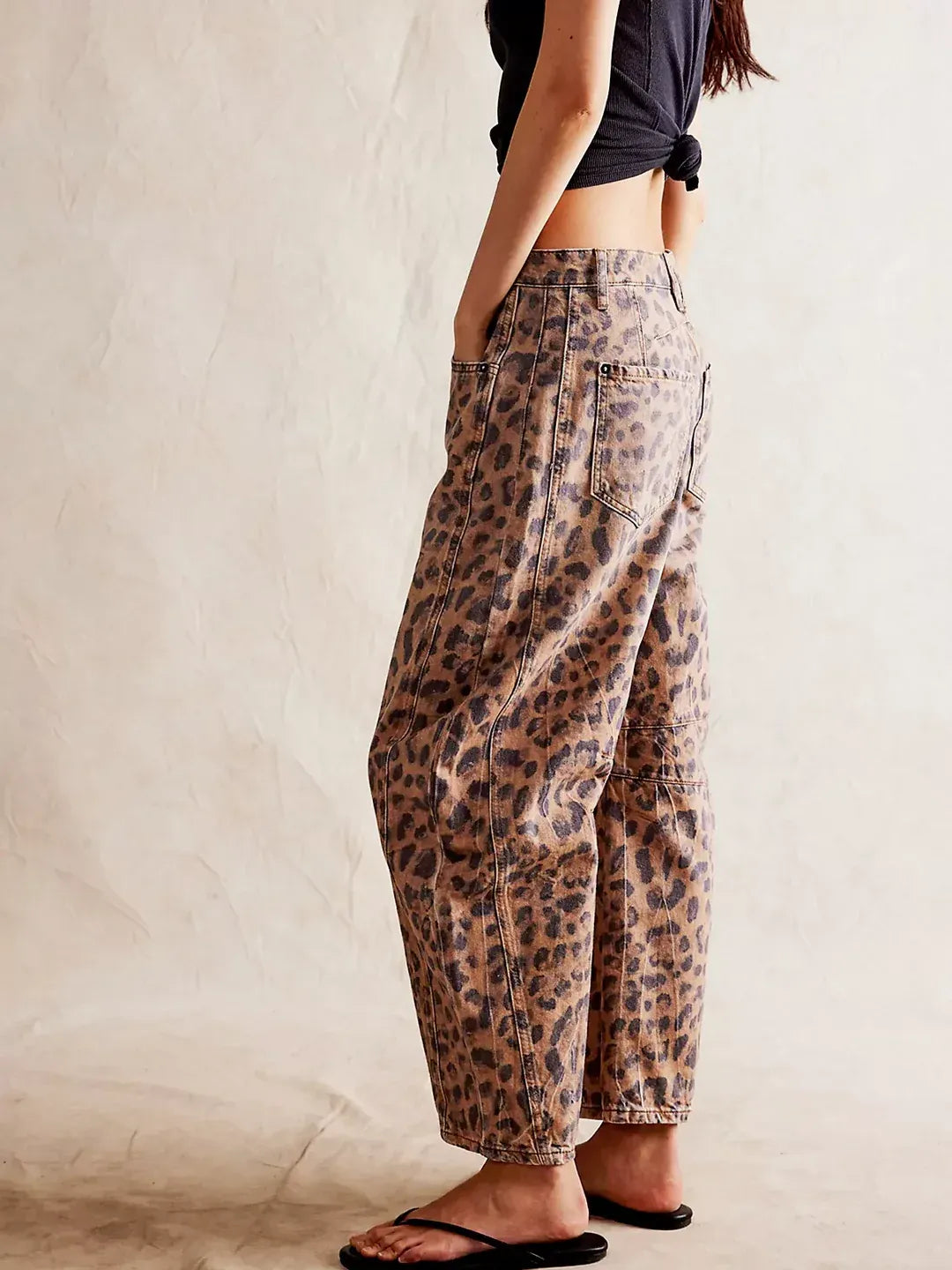 Women’s Leopard Print Wide-Leg Jeans