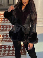 Luxury Faux Fur Leather Cardigan
