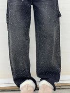 Sparkle Wide-Leg Cargo Jeans
