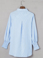Blue Striped Oversized Shirt Blouse
