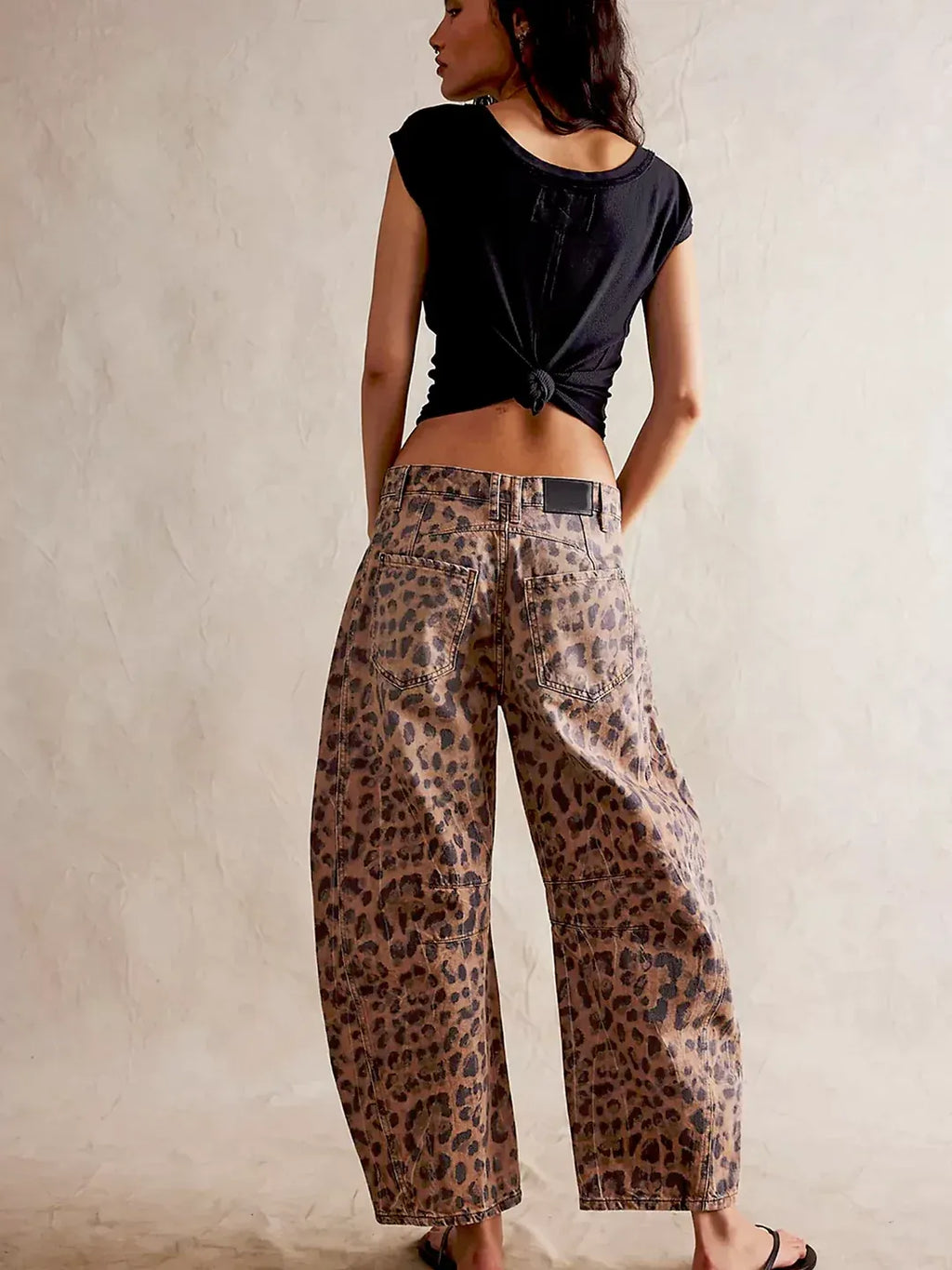 Women’s Leopard Print Wide-Leg Jeans