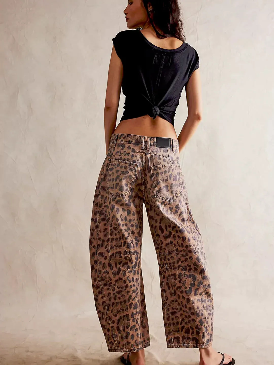Women’s Leopard Print Wide-Leg Jeans