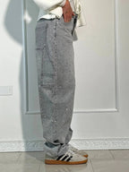 Sparkle Wide-Leg Cargo Jeans