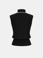 Contrast-Trim Tie-Neck Sweater Vest