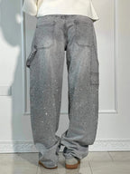 Sparkle Wide-Leg Cargo Jeans