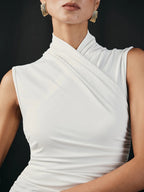 Cross Neck Ruched Tank Top