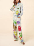 Women’s Coastal Art Wide-Leg Pants Set