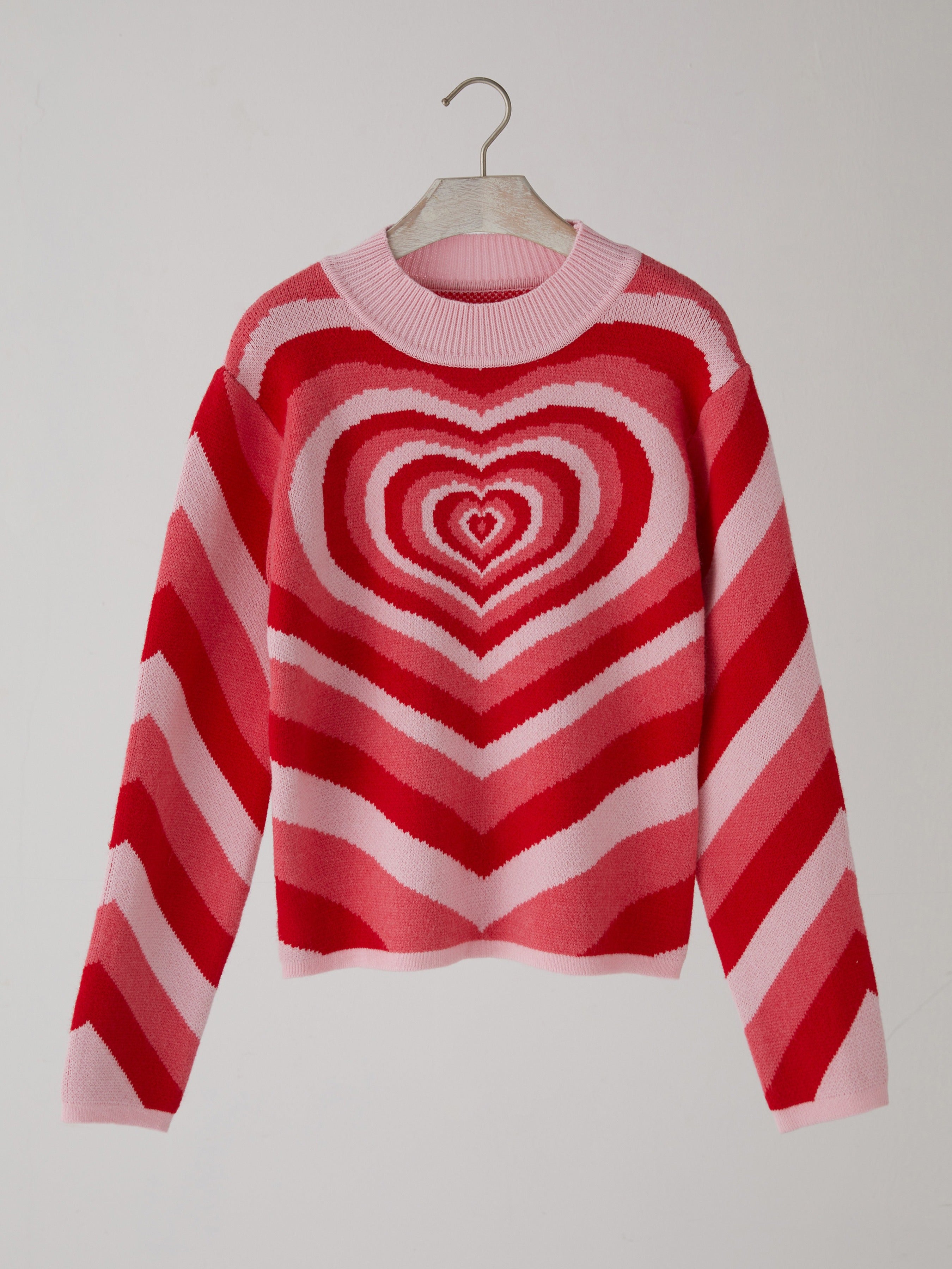 Green Heart Pattern Knit Sweater