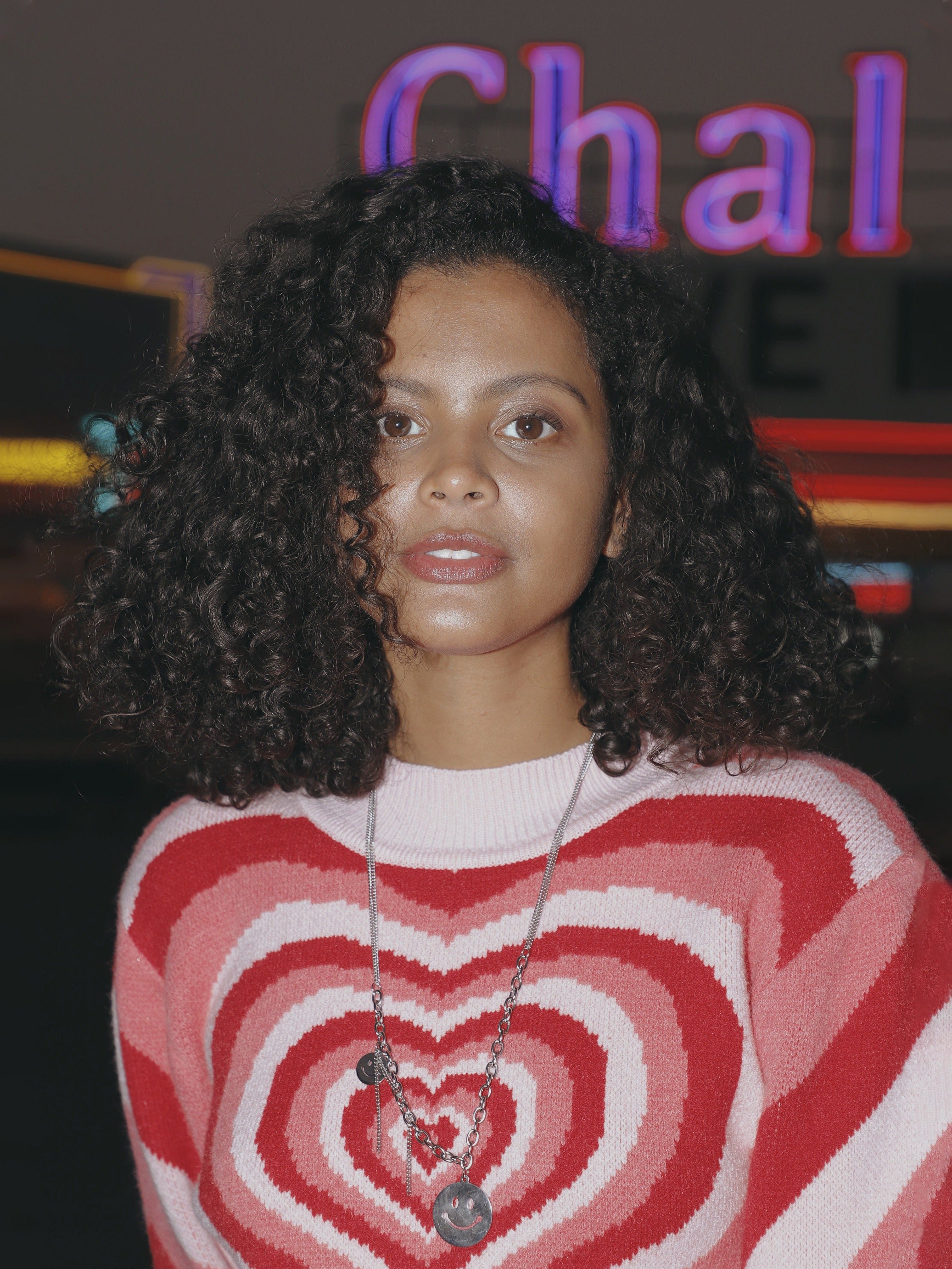 Green Heart Pattern Knit Sweater