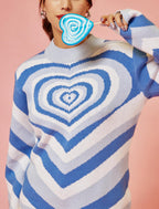 Green Heart Pattern Knit Sweater