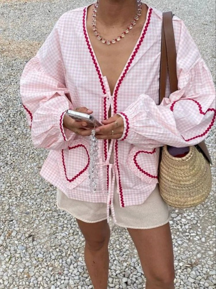 Sweet Heart Gingham Blouse