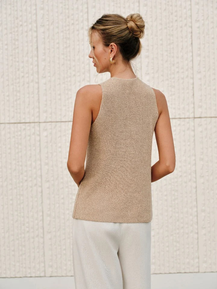 Halter Cross-Over Collar Tank Top