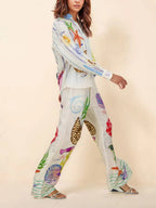 Women’s Coastal Art Wide-Leg Pants Set